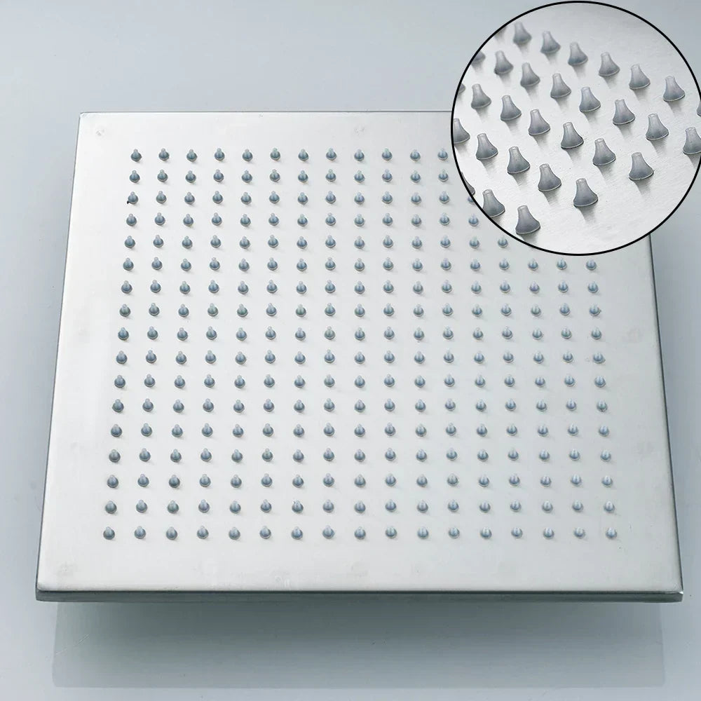Pommeau de douche carré de 16 pouces en acier inoxydable avec éclairage LED pluie multicolore