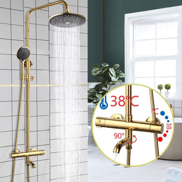 Ensemble de robinet de douche à effet pluie de 8 pouces pour salle de bains, en laiton massif, avec mitigeur monocommande