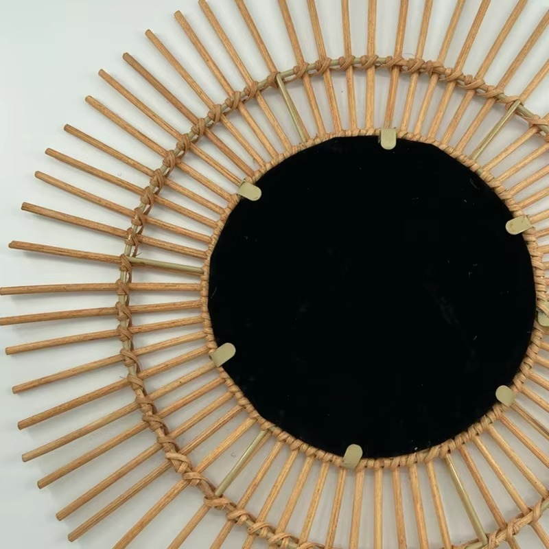 Miroir soleil en rotin