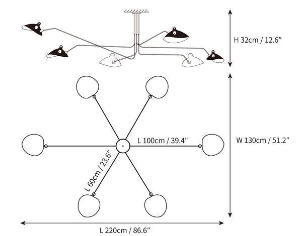 Plafonnier à Bras Articulés en Métal Pour Éclairage Design