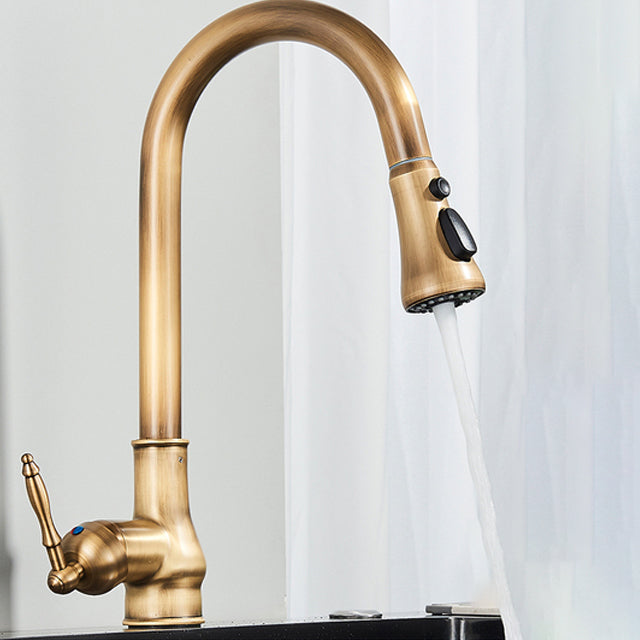 Mitigeur de cuisine antique en nickel brossé avec bec extractible