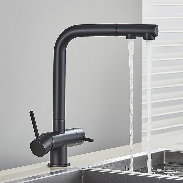 Robinet de cuisine filtrant avec rotation à 360 degrés, double pulvérisateur, robinet d’eau potable