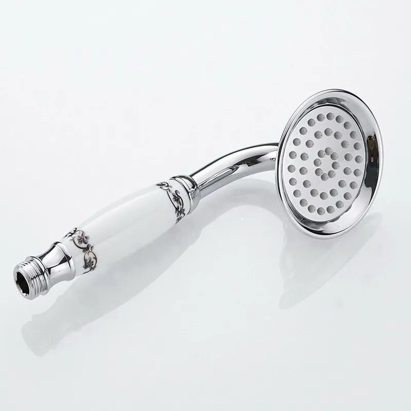 Pommeau de douche à main rond vintage en laiton et porcelaine, avec une seule douchette