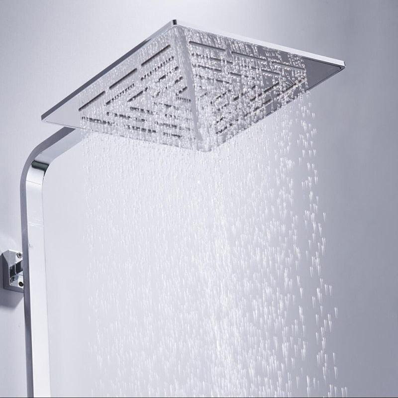 Pommeau de douche pluie carré haute pression de 12 pouces en acier inoxydable chromé