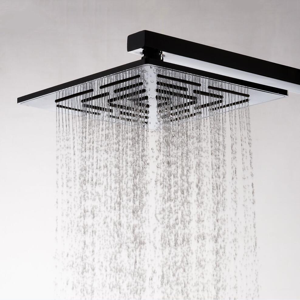 Pommeau de douche pluie carré haute pression de 12 pouces en acier inoxydable chromé