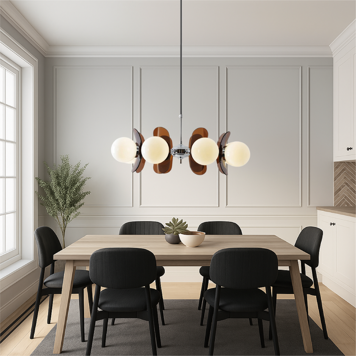 Lustre Géométrique Globes Verre Opale Pour Ambiance Chaleureuse