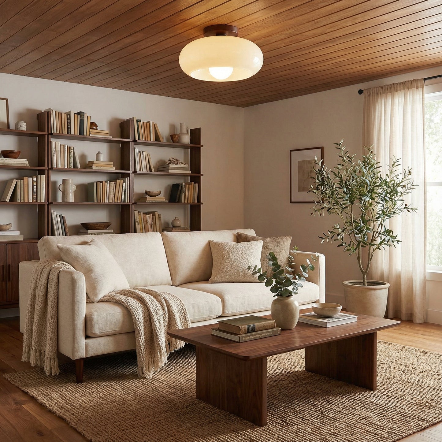 Plafonnier Contemporain Crème pour Éclairage Doux et Élégant