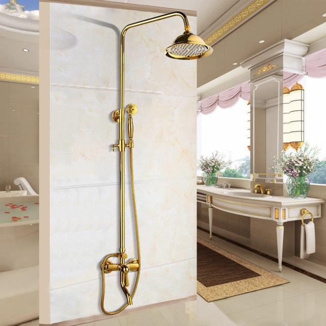 Ensemble de robinet de douche à effet pluie de 8 pouces pour salle de bains, en laiton massif, avec mitigeur monocommande