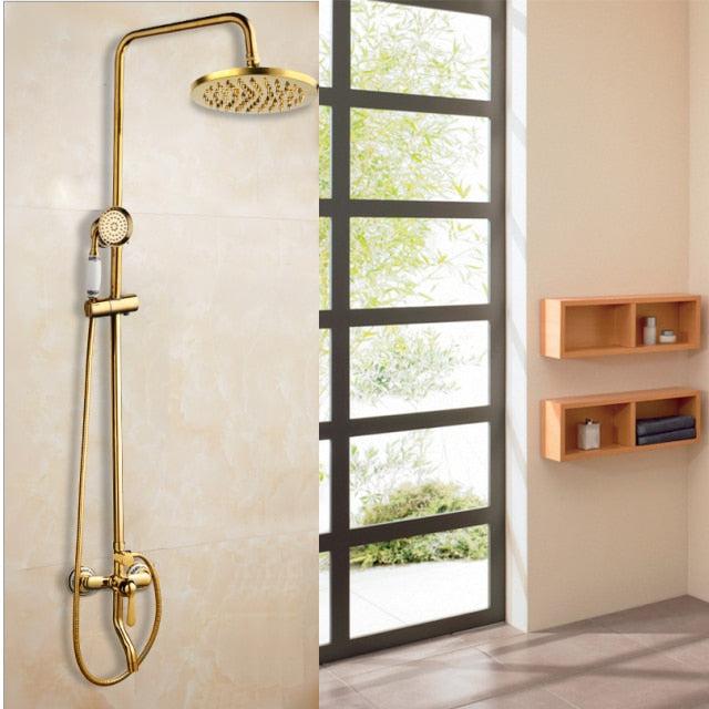 Ensemble de robinet de douche à effet pluie de 8 pouces pour salle de bains, en laiton massif, avec mitigeur monocommande