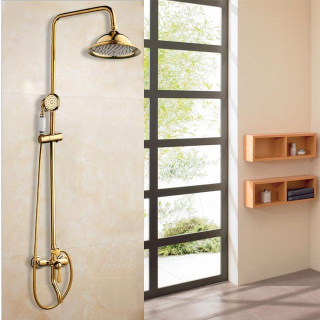 Ensemble de robinet de douche à effet pluie de 8 pouces pour salle de bains, en laiton massif, avec mitigeur monocommande