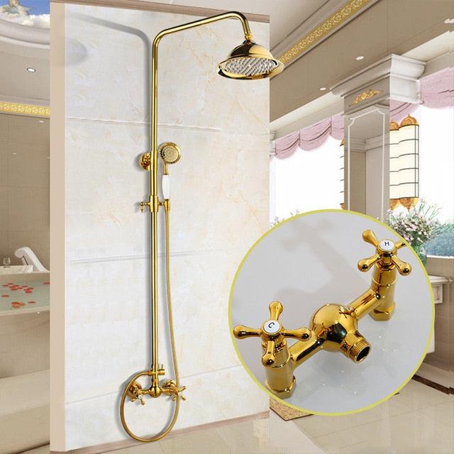 Ensemble de robinet de douche à effet pluie de 8 pouces pour salle de bains, en laiton massif, avec mitigeur monocommande