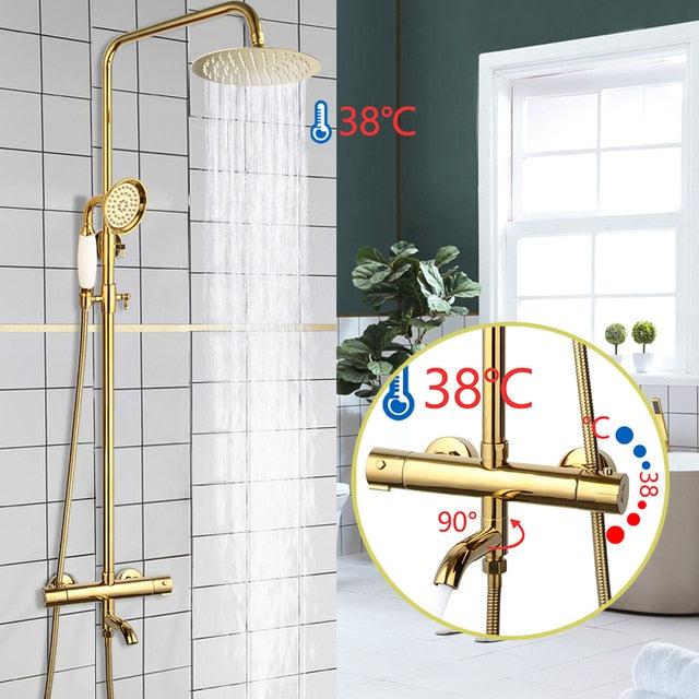 Ensemble de robinet de douche à effet pluie de 8 pouces pour salle de bains, en laiton massif, avec mitigeur monocommande