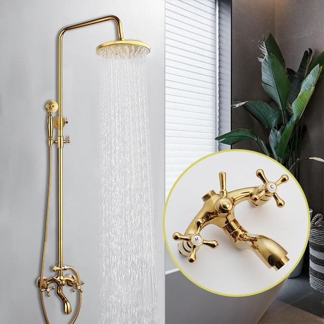 Ensemble de robinet de douche à effet pluie de 8 pouces pour salle de bains, en laiton massif, avec mitigeur monocommande