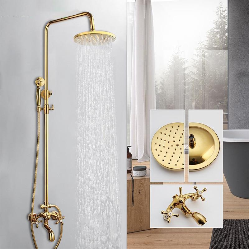 Ensemble de robinet de douche à effet pluie de 8 pouces pour salle de bains, en laiton massif, avec mitigeur monocommande