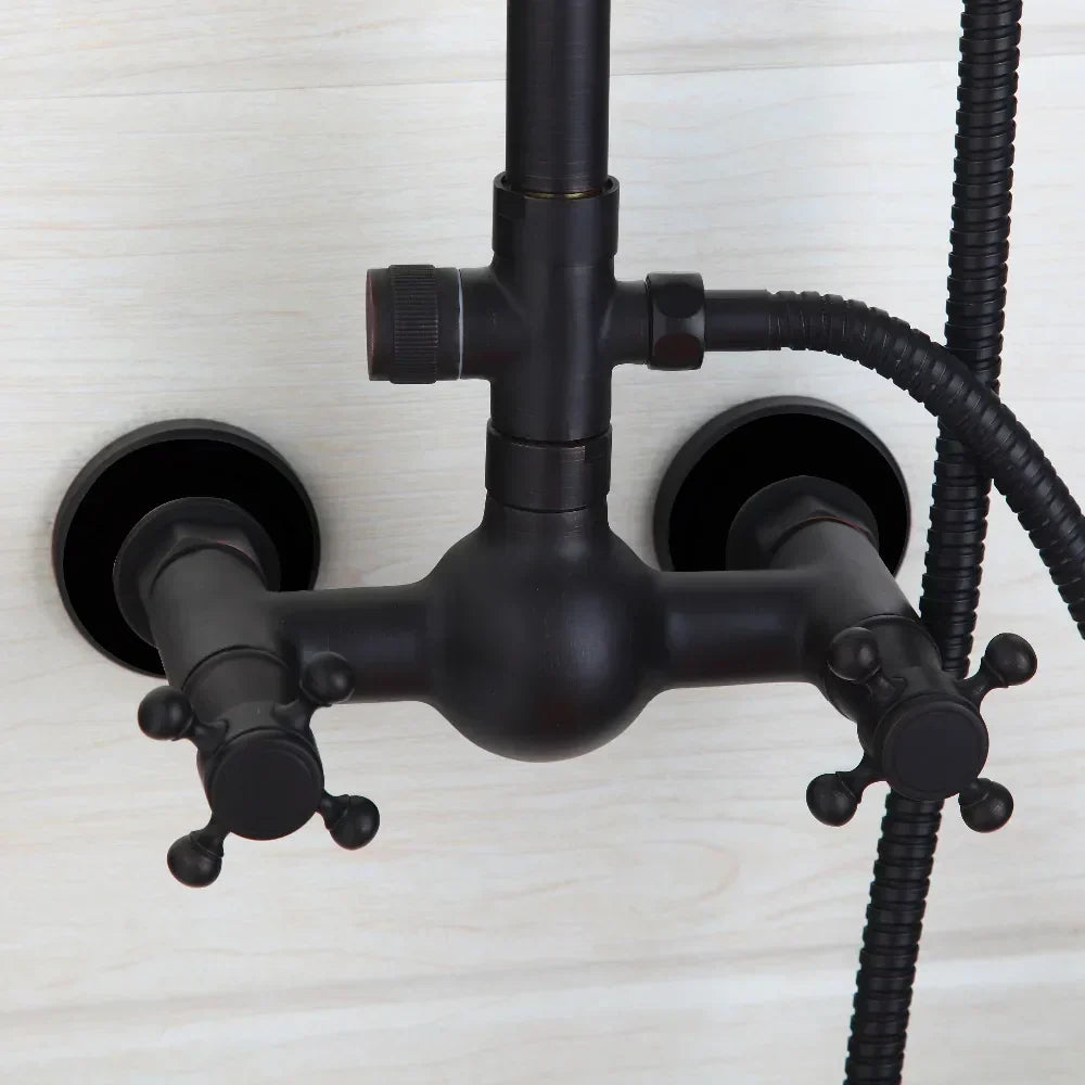 Ensemble de douche pluie en laiton de 8 pouces, 3 fonctions, mural, avec douchette