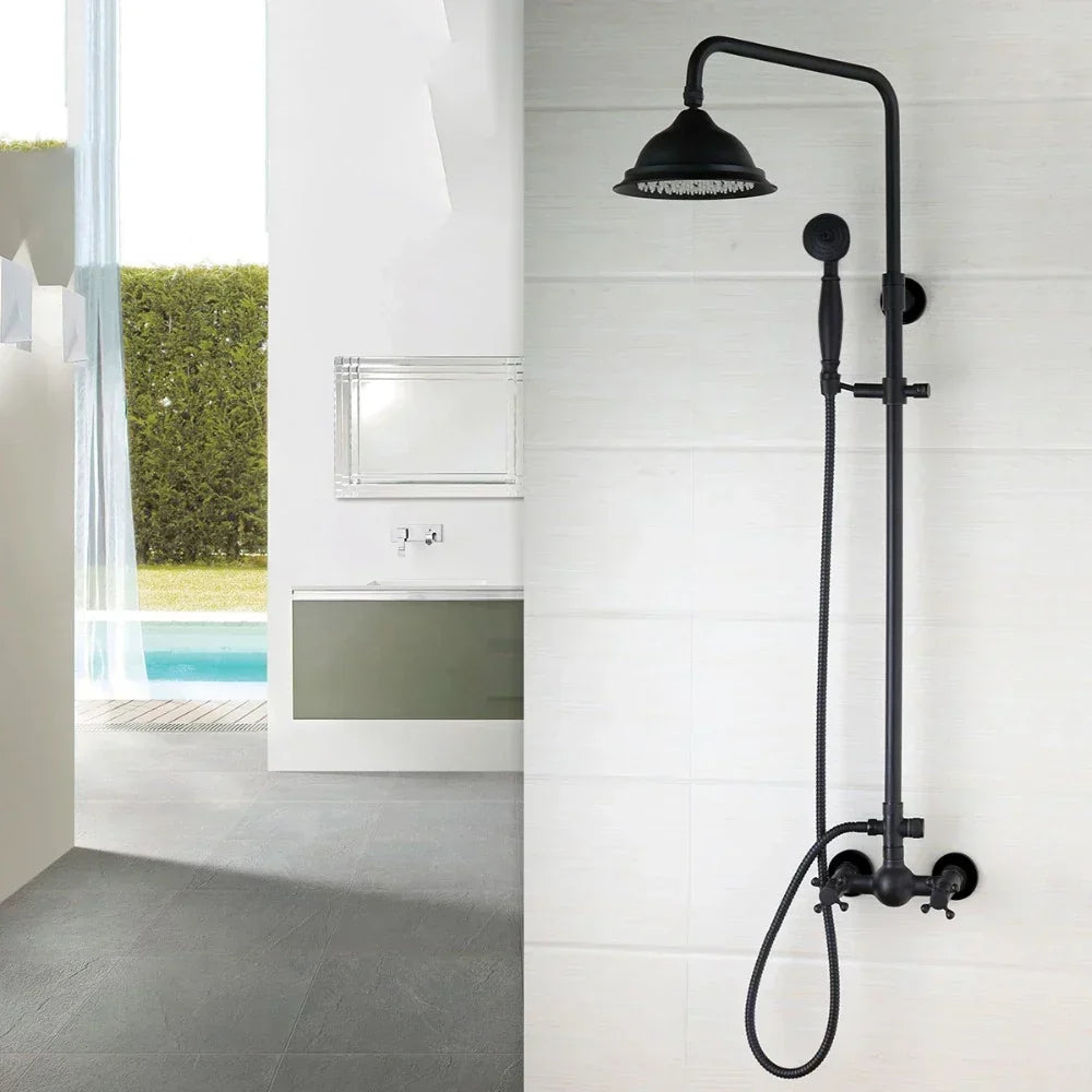 Ensemble de douche pluie en laiton de 8 pouces, 3 fonctions, mural, avec douchette