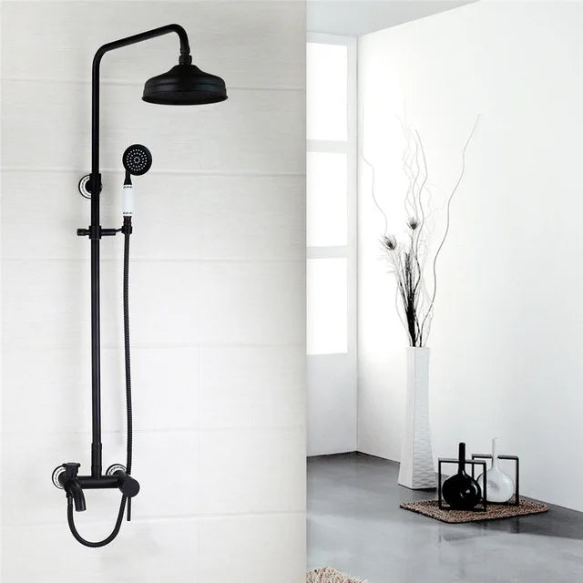 Ensemble de douche pluie en laiton de 8 pouces, 3 fonctions, mural, avec douchette