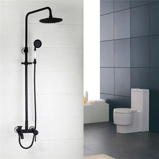 Ensemble de douche pluie en laiton de 8 pouces, 3 fonctions, mural, avec douchette