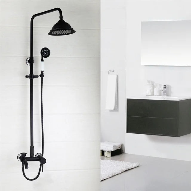 Ensemble de douche pluie en laiton de 8 pouces, 3 fonctions, mural, avec douchette