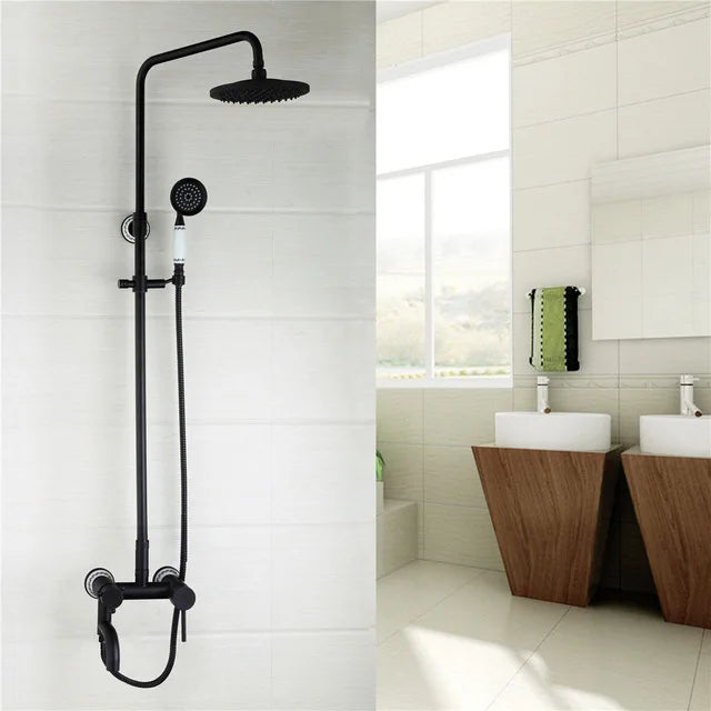 Ensemble de douche pluie en laiton de 8 pouces, 3 fonctions, mural, avec douchette
