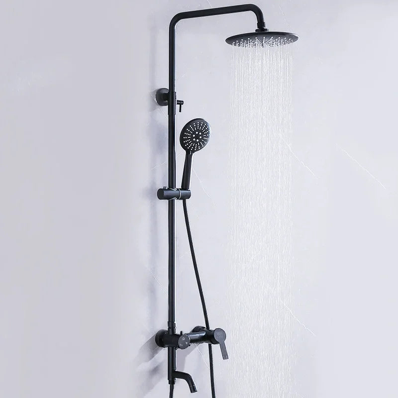 Ensemble de douche pluie en laiton de 8 pouces, 3 fonctions, mural, avec douchette