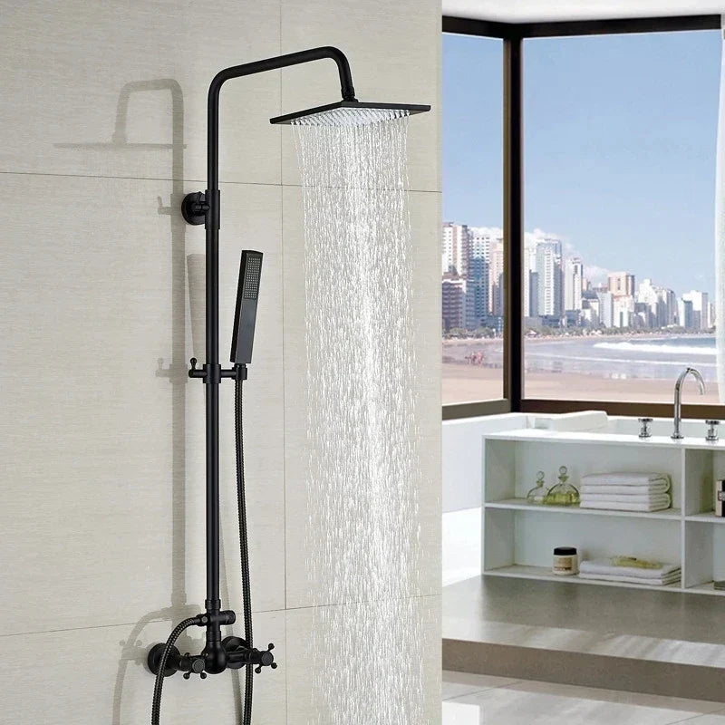 Ensemble de douche pluie en laiton de 8 pouces, 3 fonctions, mural, avec douchette
