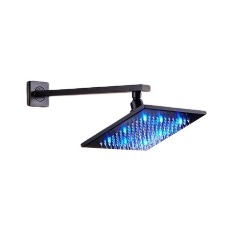 Pommeau de douche de salle de bains chromé de 8 pouces, mural, avec débit élevé et LED