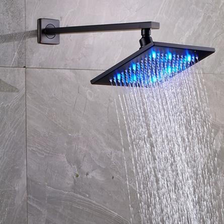 Pommeau de douche de salle de bains chromé de 8 pouces, mural, avec débit élevé et LED