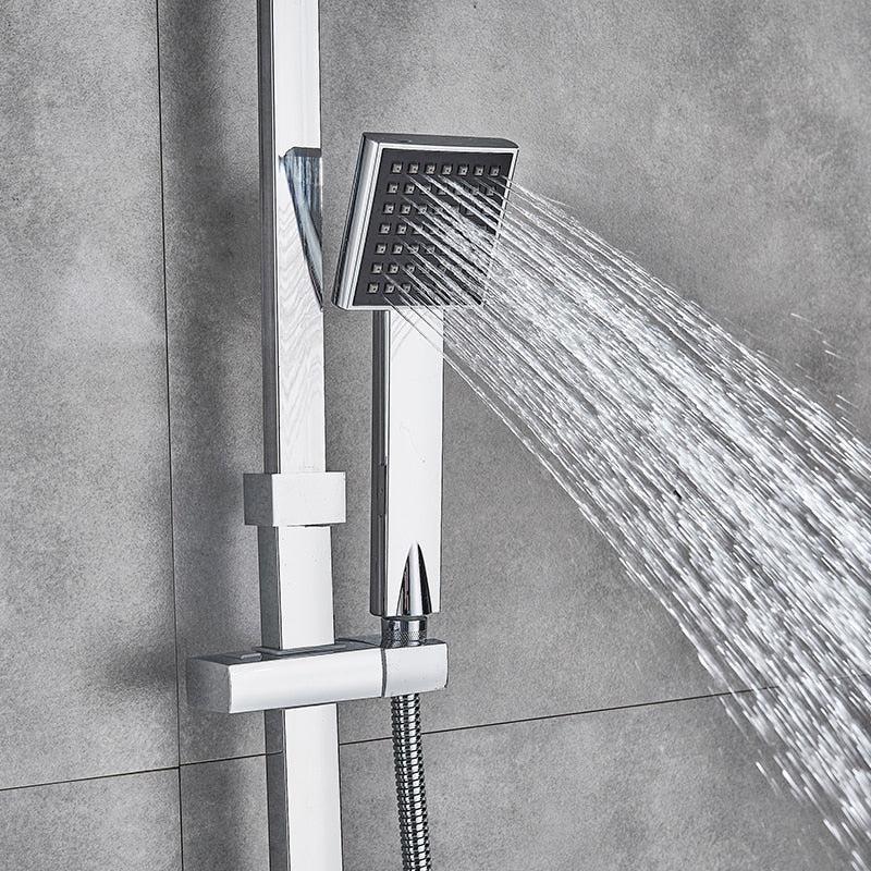 Pommeau de douche mural chromé à effet pluie de 8 pouces avec mitigeur et douchette