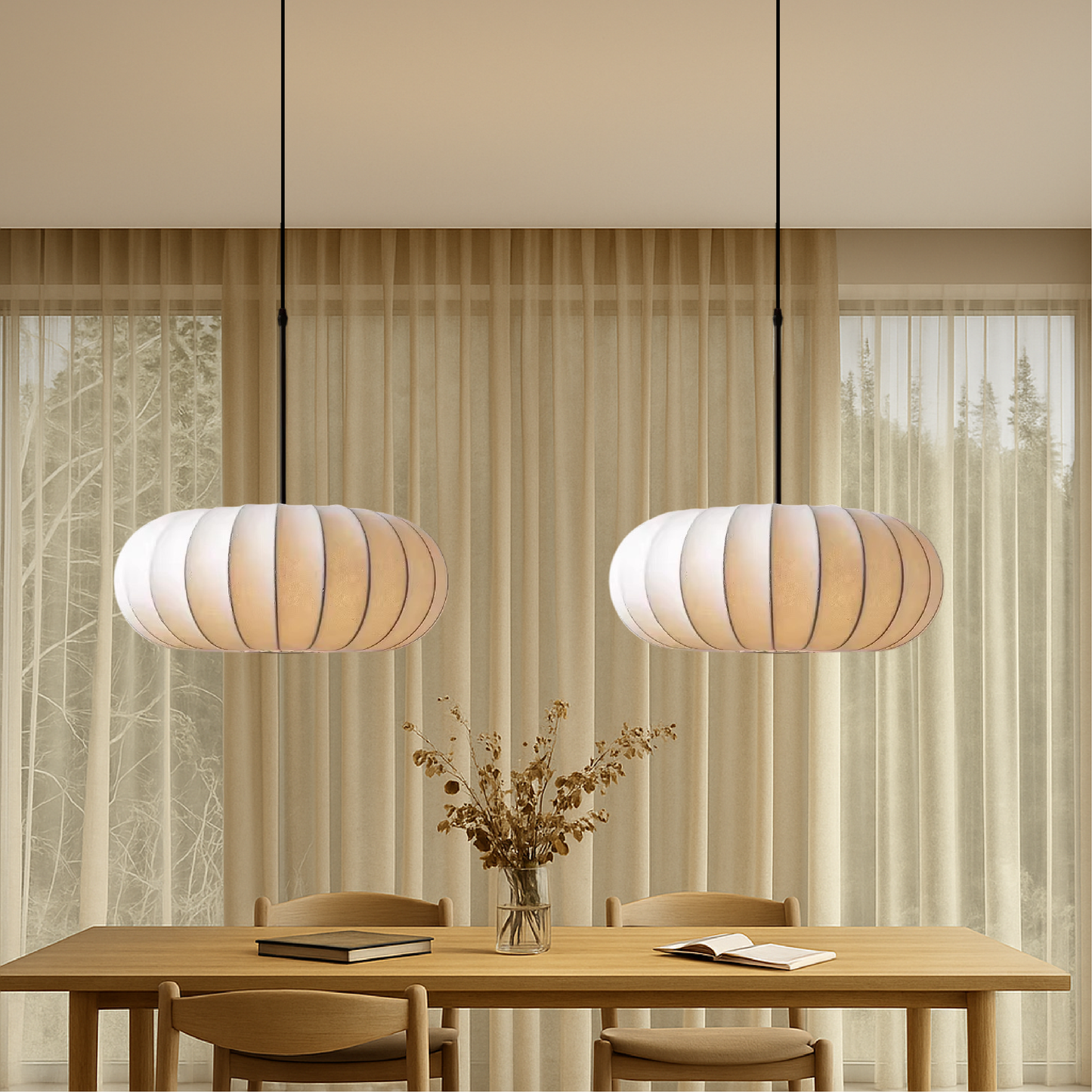 Suspension En Soie Minimaliste Pour Ambiance Douce Et Contemporaine