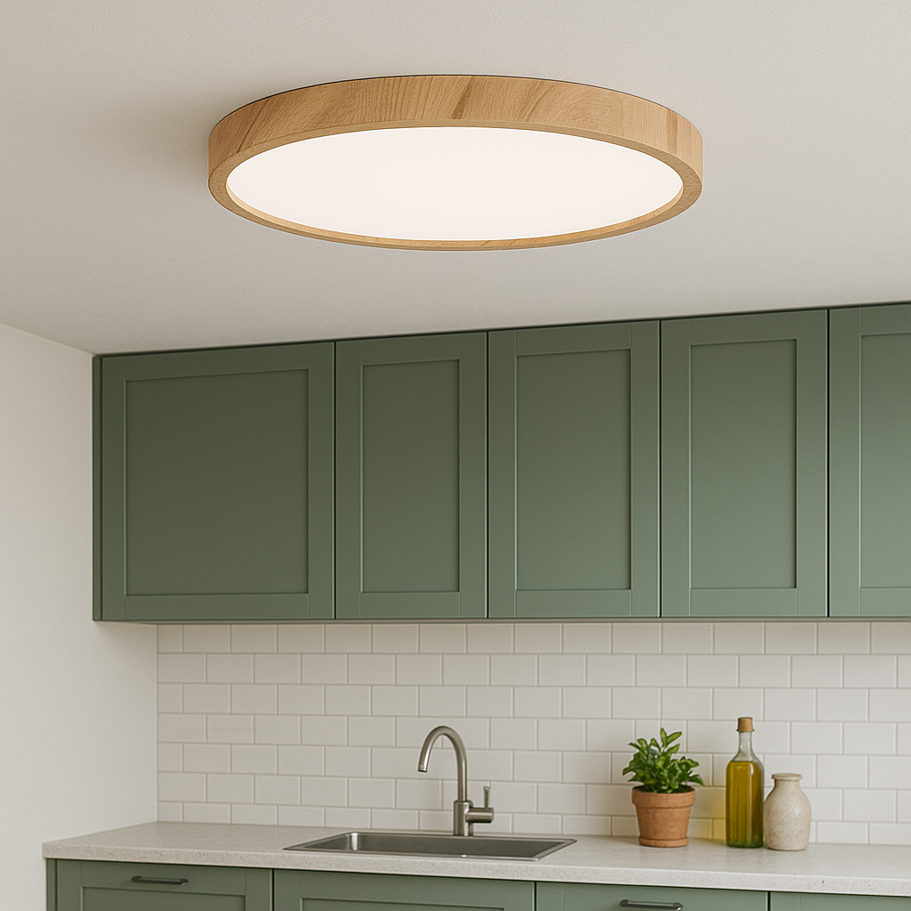 Plafonnier Grain de Bois Moderne Éclairage LED Doux