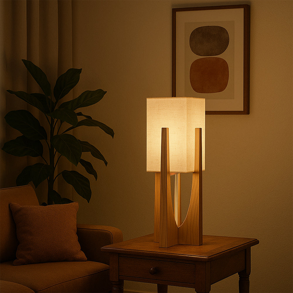 Lampadaire Wabi Sabi Bois et Tissu pour Ambiance Zen Contemporaine
