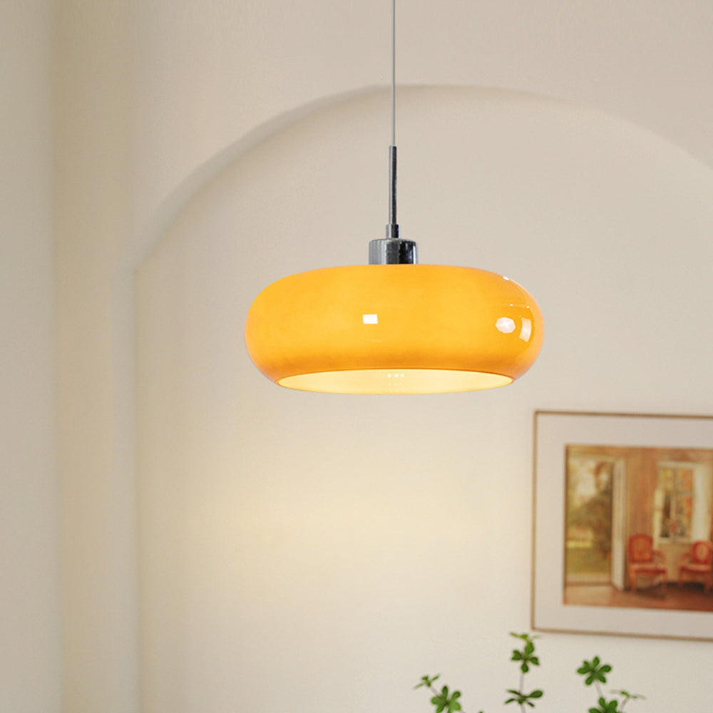 Suspension en Verre Orange et Blanc pour Éclairage Moderne