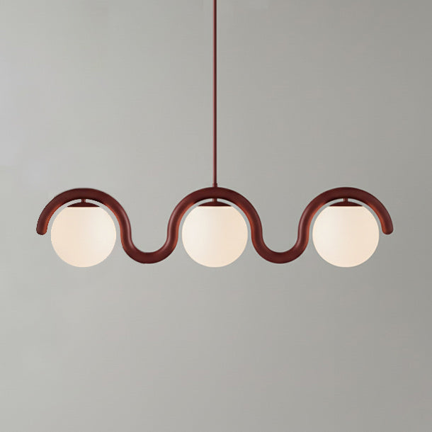 Lustre Linéaire Rouge Et Argent Art Nouveau Éclairage Sophistiqué