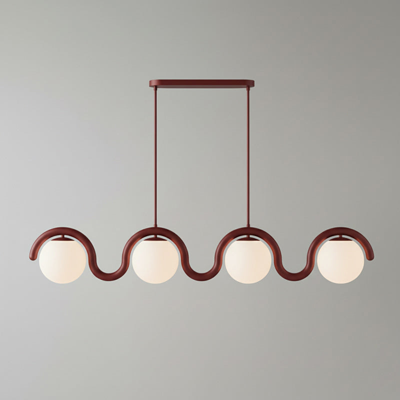 Lustre Linéaire Rouge Et Argent Art Nouveau Éclairage Sophistiqué