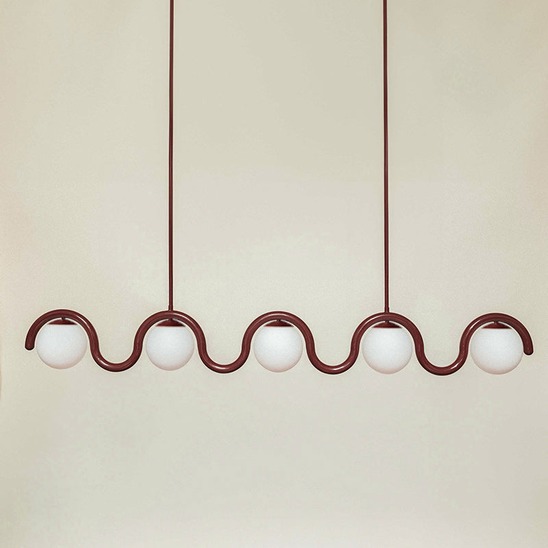Lustre Linéaire Rouge Et Argent Art Nouveau Éclairage Sophistiqué