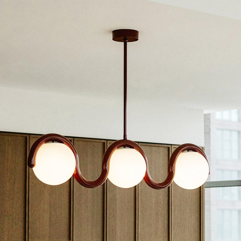 Lustre Linéaire Rouge Et Argent Art Nouveau Éclairage Sophistiqué