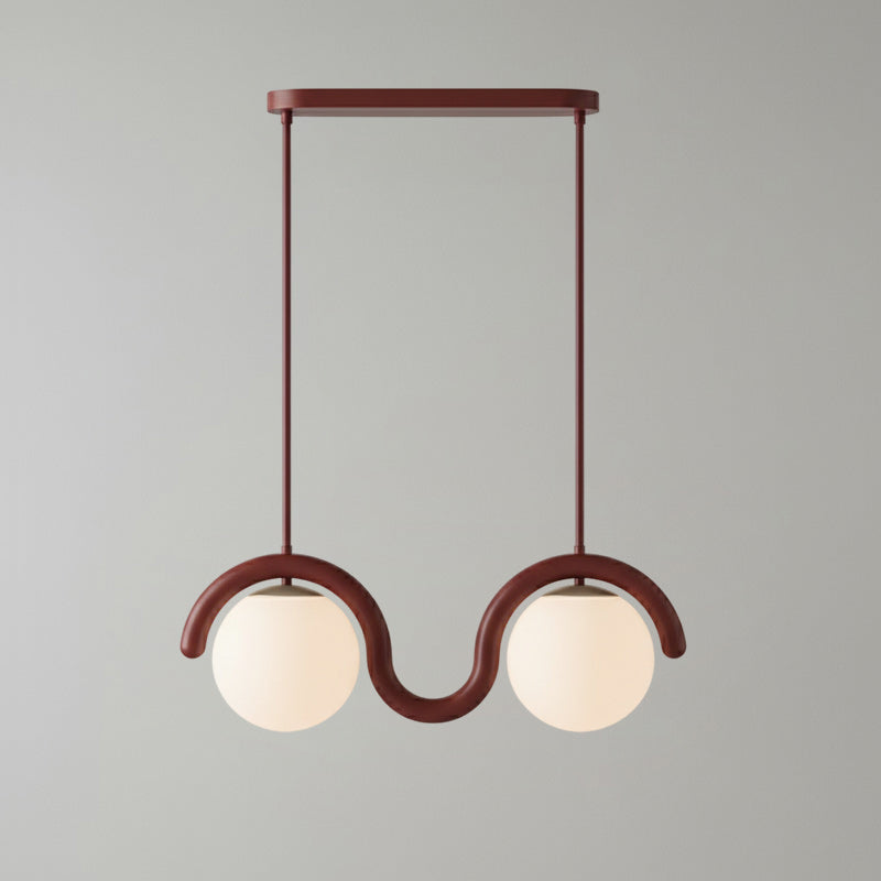 Lustre Linéaire Rouge Et Argent Art Nouveau Éclairage Sophistiqué