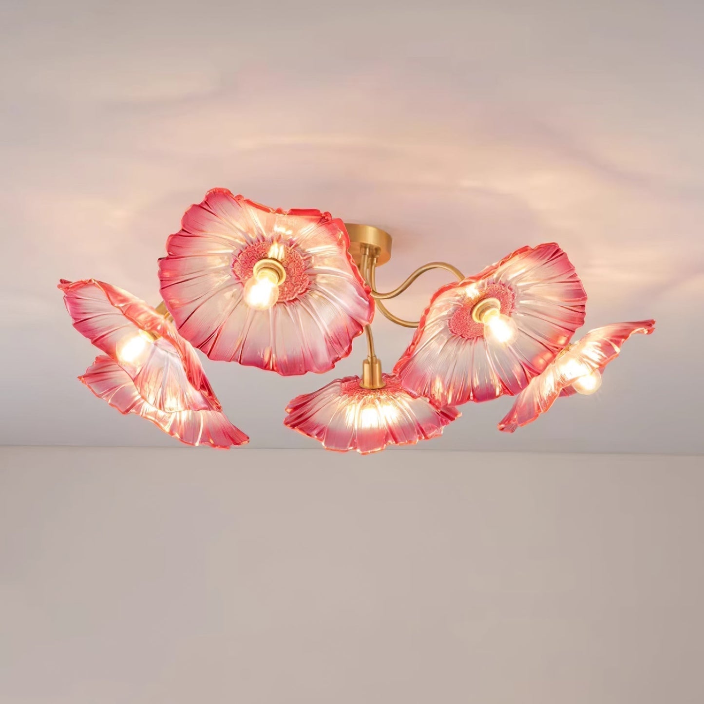 Solara Plafonnier en Verre Feuille avec Laiton Élégant - Neutralighting