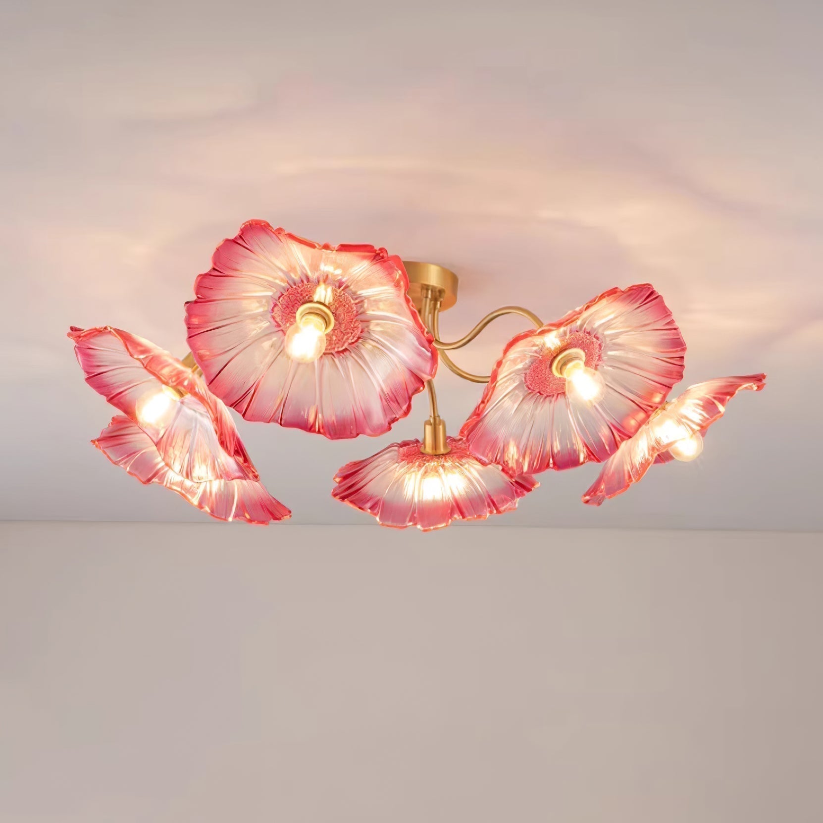 Solara Plafonnier en Verre Feuille avec Laiton Élégant - Neutralighting