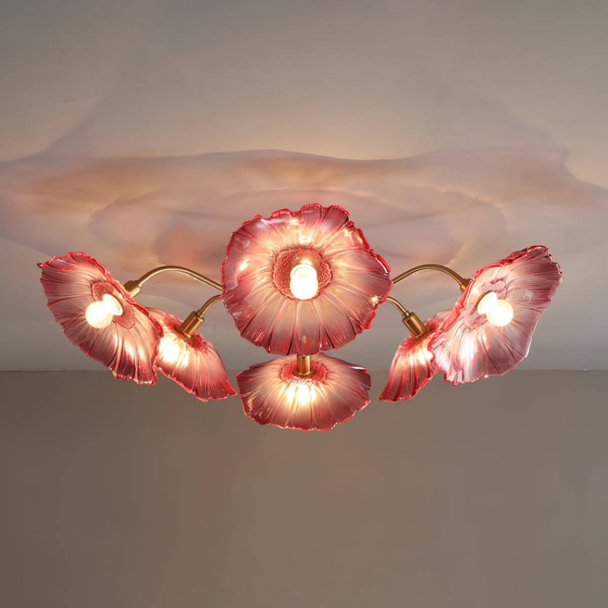 Solara Plafonnier en Verre Feuille avec Laiton Élégant - Neutralighting