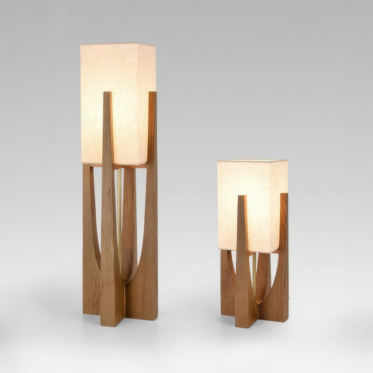 Lampadaire Wabi Sabi Bois et Tissu pour Ambiance Zen Contemporaine