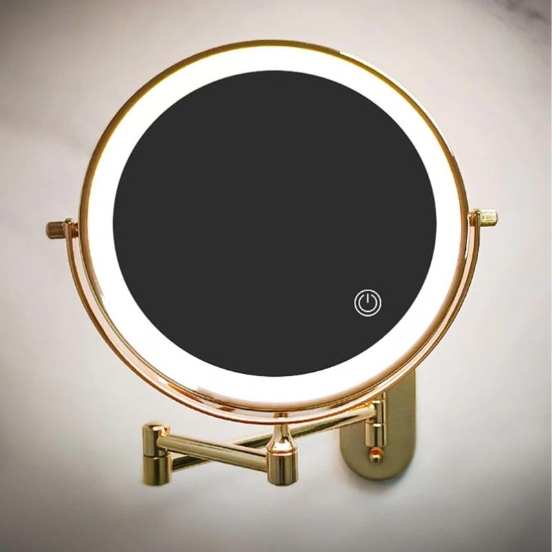 Or Miroir Grossissant Led Rechargeable Pour Le Maquillage Et La Salle De Bain