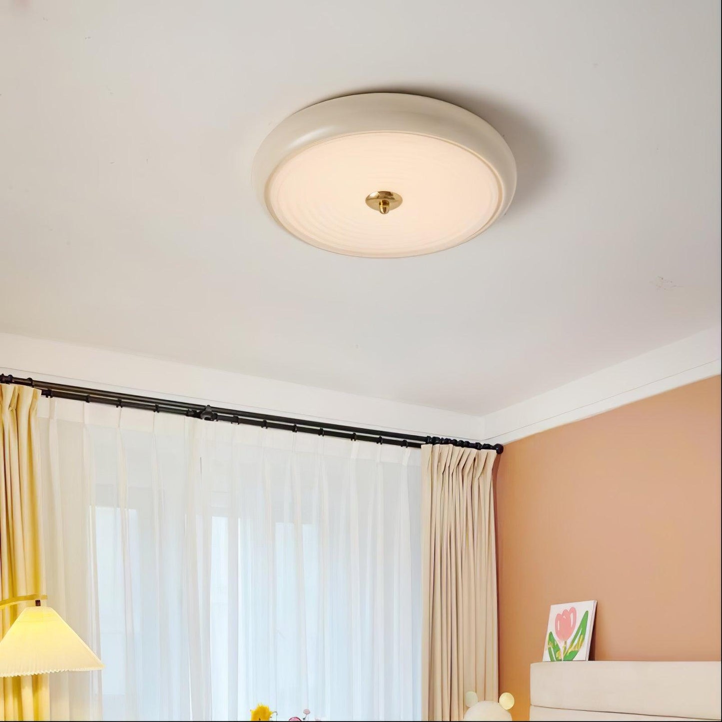 Utheara Plafonnier moderne minimaliste en verre crème ondulé - Neutralighting