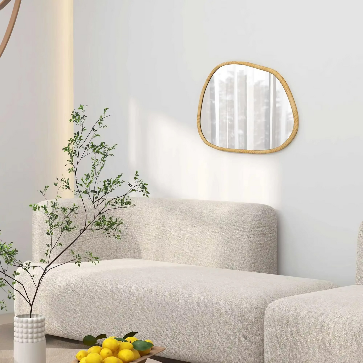 Miroir mural asymétrique en bois