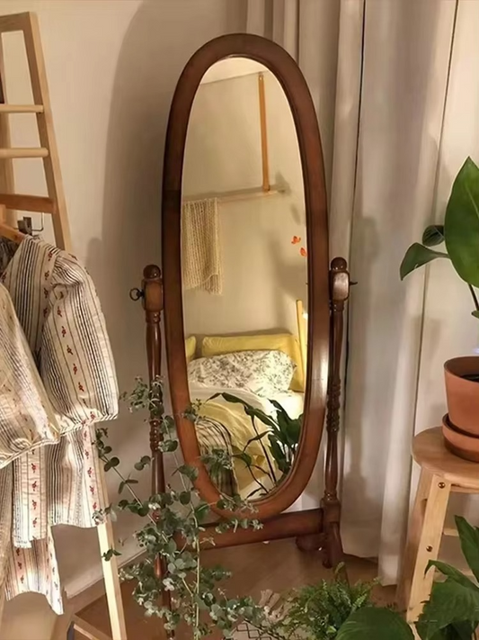 Miroir sur pied en bois style vintage
