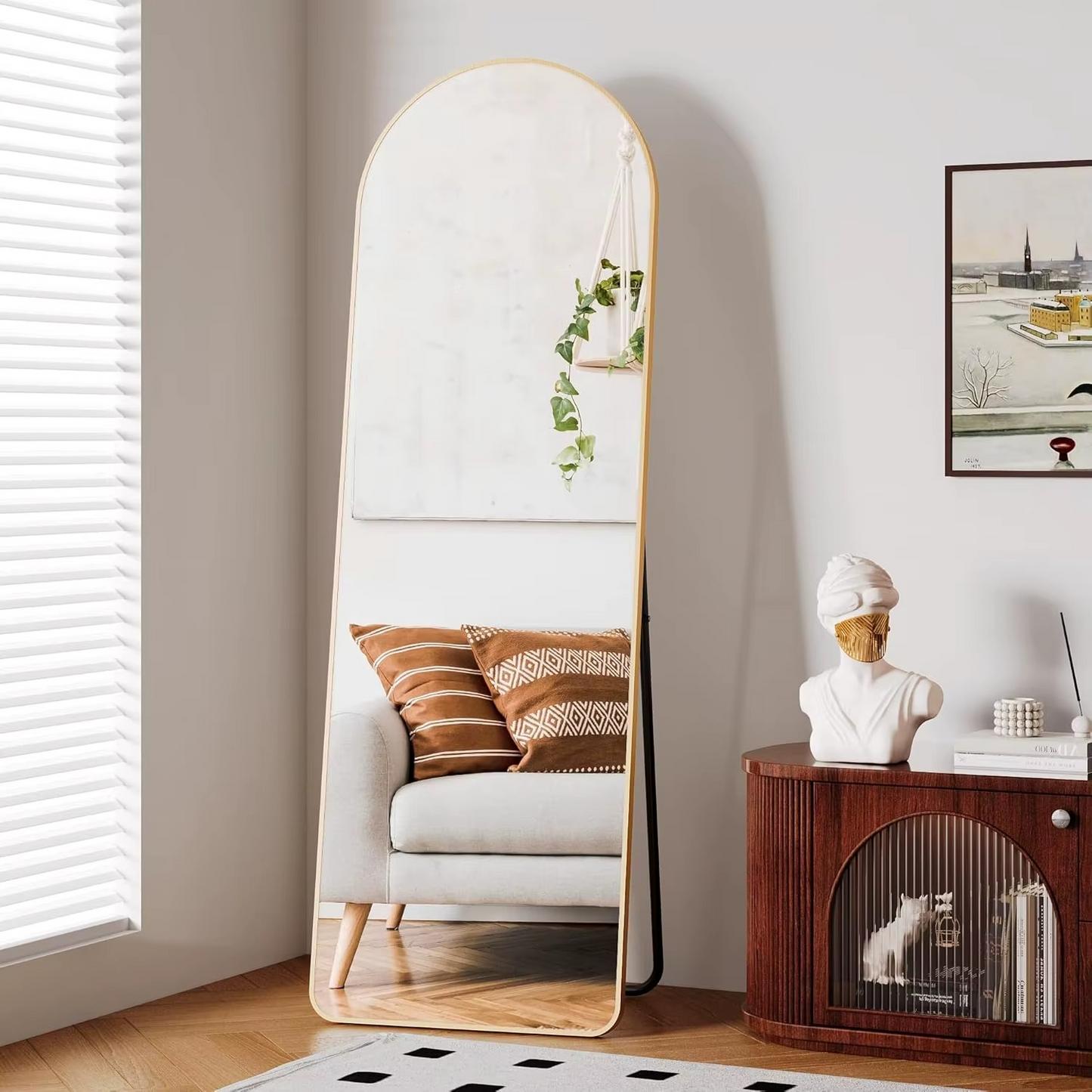 Miroir arqué plein pied
