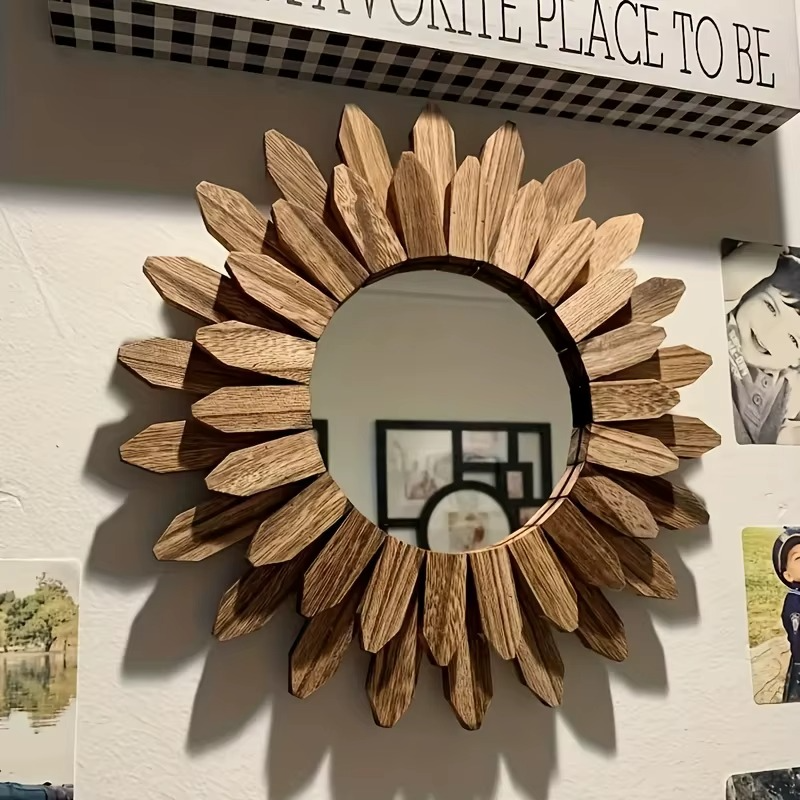 Miroir mural en bois fleur de tournesol