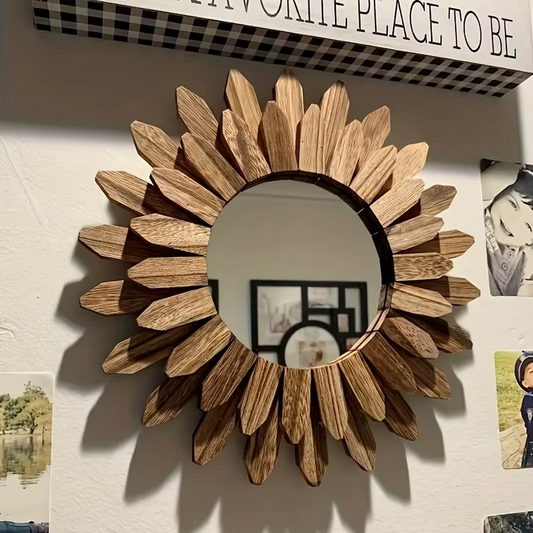Miroir mural en bois fleur de tournesol