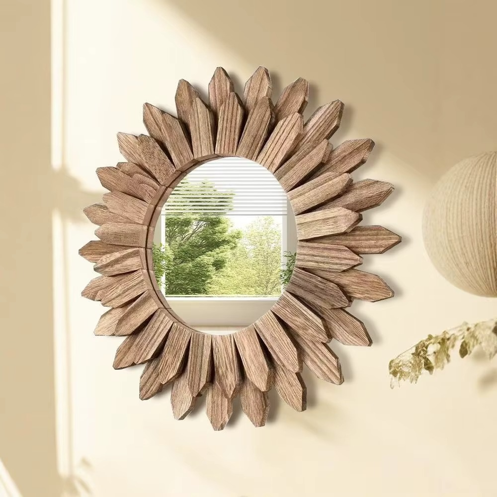 Miroir mural en bois fleur de tournesol